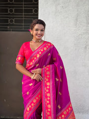 Soft Silk Paithani Nandi Motifs Saree