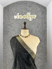 Soft Silk Banarasi Saree – Pure Black Elegance