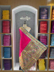 Pure Zari Lotus Flower Motif Paithani Dupatta