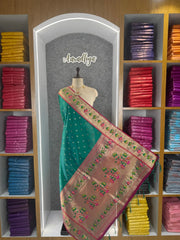 Pure Zari Lotus Flower Motif Paithani Dupatta