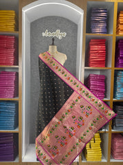 Pure Zari Lotus Flower Motif Paithani Dupatta
