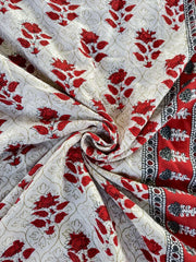 Pure Cotton Chanderi Ajarakh Printed Saree