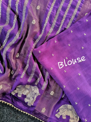 Pure Viscose Georgette Elephant Panel Saree