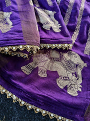 Pure Viscose Georgette Elephant Panel Saree