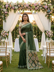 Soft Pure Muga Cotton Azrakh Style Pallu Saree