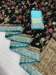 Wedding Wear Dola Silk Banarasi Lace Border Saree