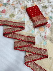 Wedding Wear Dola Silk Banarasi Lace Border Saree