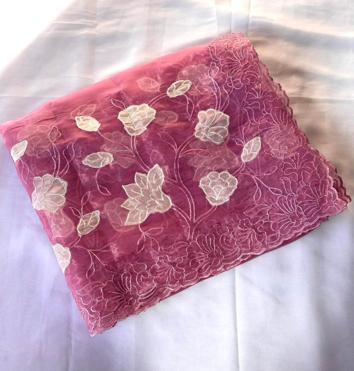 Designer Pure Chanda Kora Silk Embroidered Saree