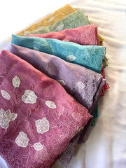 Designer Pure Chanda Kora Silk Embroidered Saree