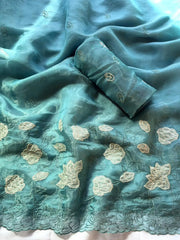 Designer Pure Chanda Kora Silk Embroidered Saree