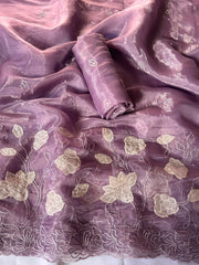 Designer Pure Chanda Kora Silk Embroidered Saree