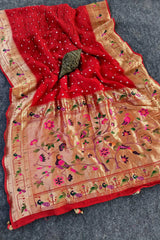 Luxury Fusion Bandhani Body & Paithani Pallu Saree