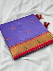 Soft Silk Meenakari Pallu & Zari Buttis Saree
