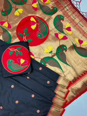 Soft Silk Meenakari Pallu & Zari Buttis Saree