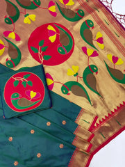 Soft Silk Meenakari Pallu & Zari Buttis Saree