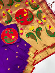 Soft Silk Meenakari Pallu & Zari Buttis Saree