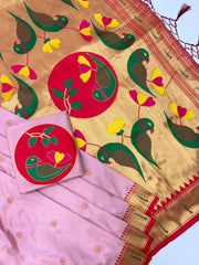 Soft Silk Meenakari Pallu & Zari Buttis Saree