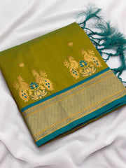 Soft Silk Paithani Traditional Pallu & Peacock Border Saree