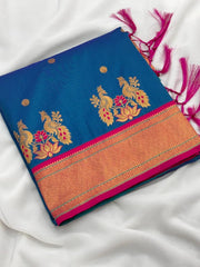 Soft Silk Paithani Traditional Pallu & Peacock Border Saree