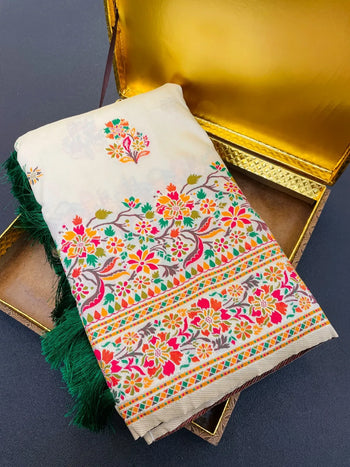 Pashmina Kashmiri Meenakari Silk Saree
