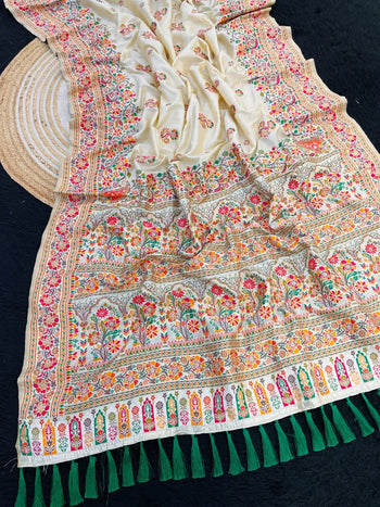 Pashmina Kashmiri Meenakari Silk Saree