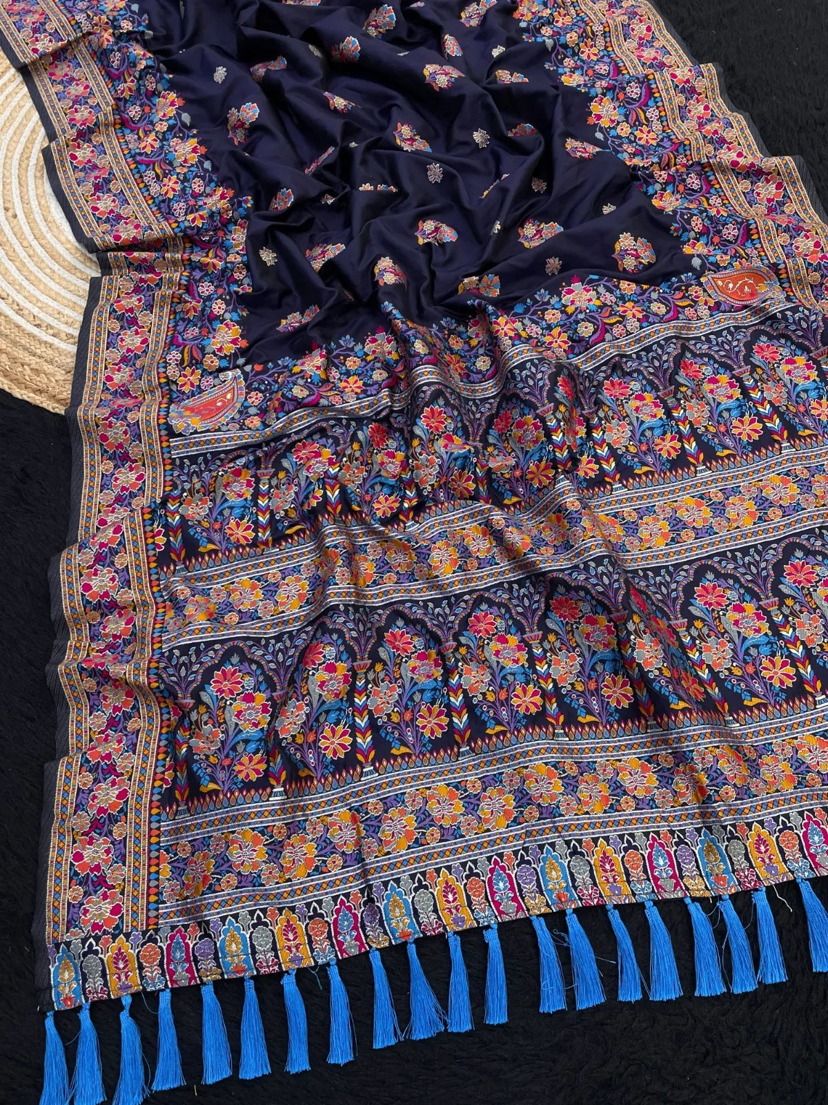 Pashmina Kashmiri Meenakari Silk Saree