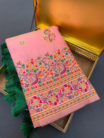 Pashmina Kashmiri Meenakari Silk Saree