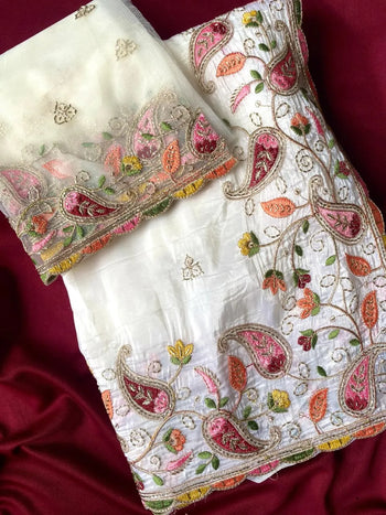 Floral Embroiery Handwork Special Saree