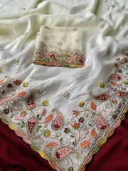 Floral Embroiery Handwork Special Saree