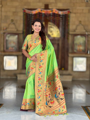 Harmony Paithani Soft Silk Meenakari Peacock Pallu Saree