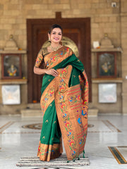 Harmony Paithani Soft Silk Meenakari Peacock Pallu Saree