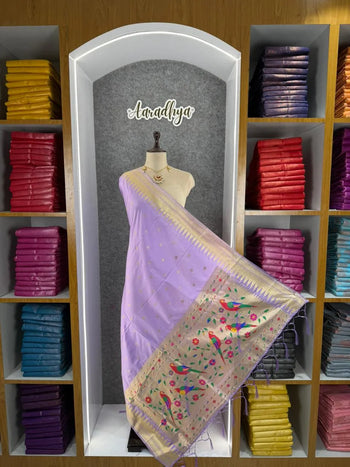 Pure Zari Temple Parrot Paithani Dupatta