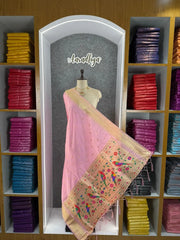 Pure Zari Temple Parrot Paithani Dupatta