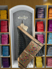 Pure Zari Temple Parrot Paithani Dupatta
