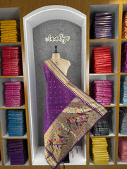 Pure Zari Temple Parrot Paithani Dupatta