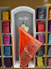 Pure Zari Temple Parrot Paithani Dupatta