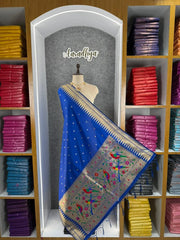 Pure Zari Temple Parrot Paithani Dupatta
