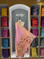 Pure Zari Triple Muniya Border Parrot Paithani Dupatta