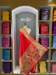 Pure Zari Triple Muniya Border Parrot Paithani Dupatta