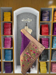 Pure Zari Triple Muniya Border Parrot Paithani Dupatta