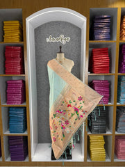 Pure Zari Triple Muniya Border Parrot Paithani Dupatta