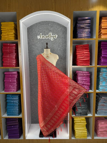 Pure Zari Weaving Viscose Silk Bandhani Dupatta