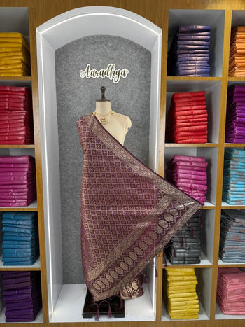 Pure Zari Weaving Viscose Silk Bandhani Dupatta