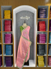 Heavy Dola Silk Weaving & Embroidery Border Saree (Unstiched Blouse)