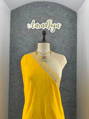 Heavy Dola Silk Weaving & Embroidery Border Saree (Unstiched Blouse)