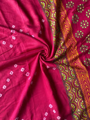 Pure Soft Chanderi Bandhani Block Printed Saree