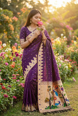 Soft Paithani Silk Peacock Pallu Saree
