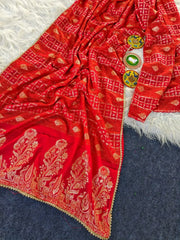 Premium Dola Silk Floral Weaved Pallu Saree