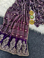 Premium Dola Silk Floral Weaved Pallu Saree