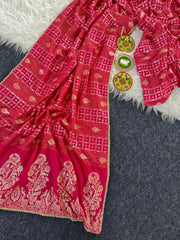 Premium Dola Silk Floral Weaved Pallu Saree